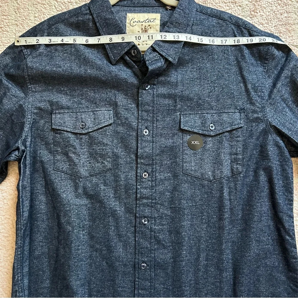 NWT Coastal Marled Navy Cotton Flannel Button Down Shirt Size XXL - Picture 6 of 10